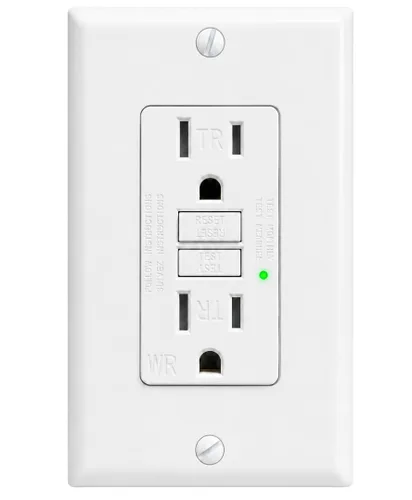 Vista 15 de GFCI Outlet 15A Receptáculo dúplex decorativo resistente a manipulaciones con indicador LED, interruptor de circuito de falla a tierra, protección