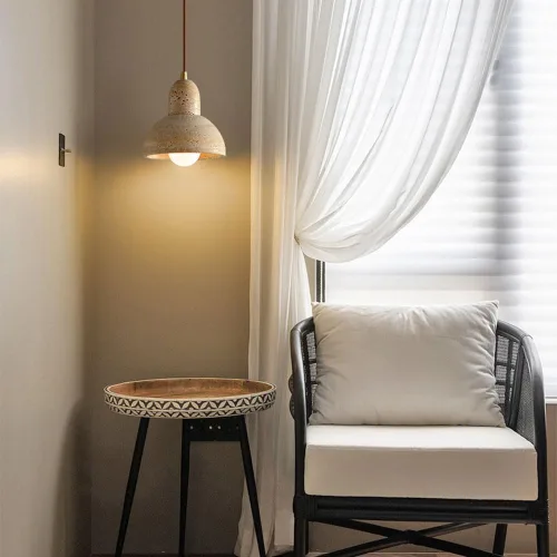 Vista 3 de Lámpara colgante nórdica 5.9 in 1 luz mini lámpara de techo ahorro de energía Lámpara colgante de piedra de cueva amarilla natural Iluminación