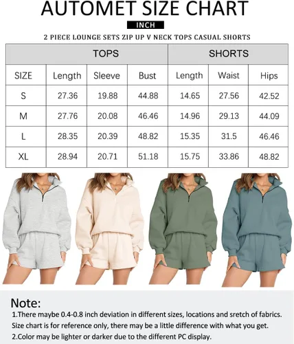 Vista 6 de AUTOMET Conjunto de 2 piezas de gran tamaño para mujer, sudadera a juego con media cremallera