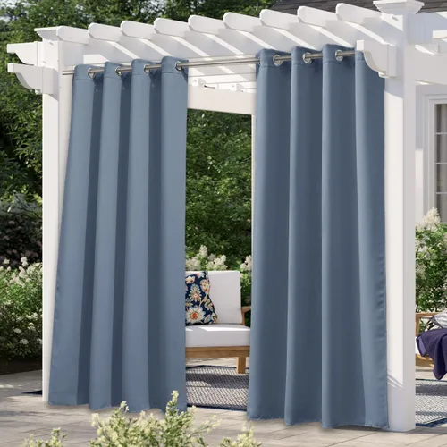 Vista 67 de NICETOWN Cortina para Exteriores para Patio Impermeable de 84 Pulgadas de Ancho, Aislamiento Térmico con Ojales Antioxidantes Bloqueo UV Cortina