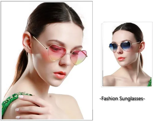 Vista 3 de Gafas de sol de corazón Marco de metal fino Hippie Precioso Estilo Aviador Gafas