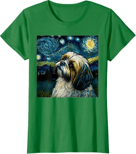 Vista 29 de Camiseta Surrealism Starry Night Shih Tzu Dog