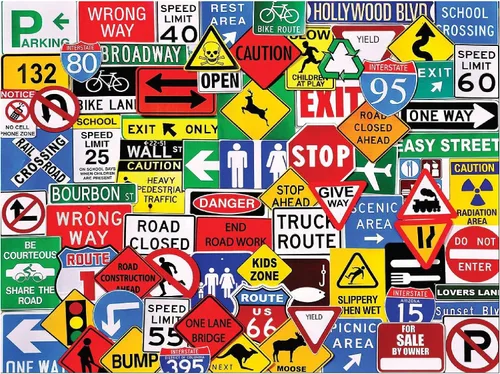 Vista 3 de White Mountain Puzzles Road Signs - Rompecabezas de 500 piezas