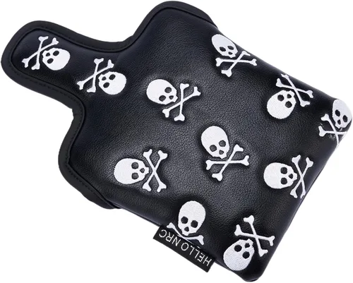 Vista 7 de Golf Club Skull Square Mallet Putter Cover Magnetic Closure Skeleton PU Leather Headcover