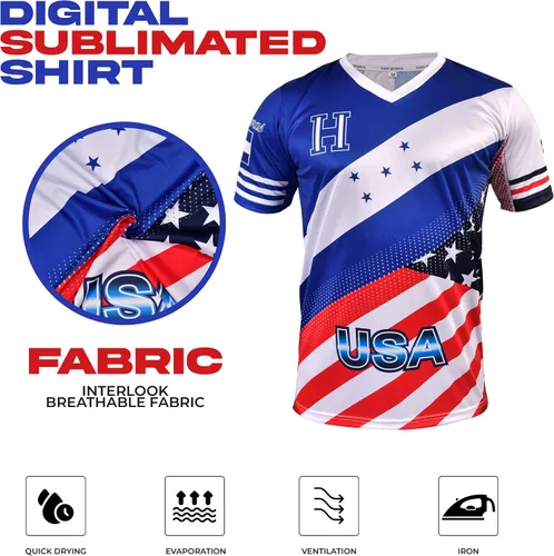Vista 5 de Fury Camiseta de fútbol Honduras y USA Flag Mix - Camiseta de fútbol Honduras - Camiseta de Futbol Honduras Jersey HombreMujerUnisex