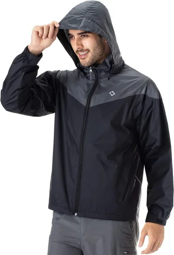 Vista 4 de NAVISKIN Chubasquero impermeable para hombre, con capucha oculta, poncho ligero y plegable