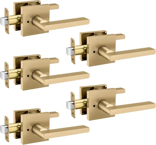 Vista 24 de Goldenwarm Manijas de puerta de oro cepillado para interiores, manijas