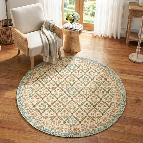 Vista 28 de jinchan Haden - Alfombra de entrada de 2 x 3 pulgadas, diseño floral vintage, lavable, suave, antideslizante, de pelo bajo, para puerta, cocina