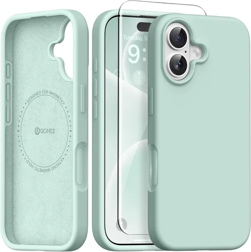 Vista 101 de GONEZ Funda magnética para iPhone 12 Case / 12 Pro Case, compatible con MagSafe, [protector de pantalla + protector de lente de cámara], funda