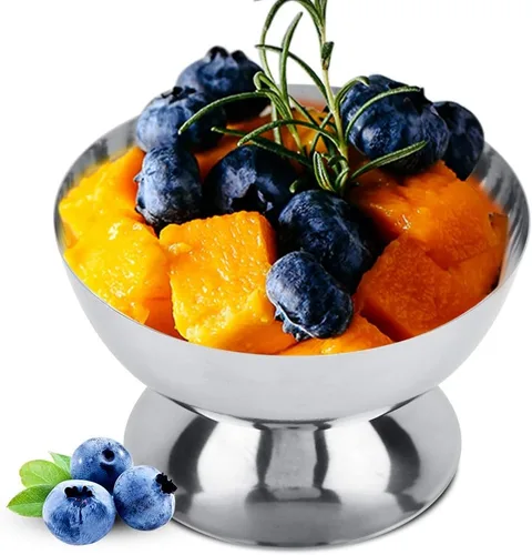 Vista 3 de LIZEALUCKY Copas de helado de acero inoxidable para servir platos de postre cuencos para ensalada, fruta, pudín de cereales para el hogar, hotel