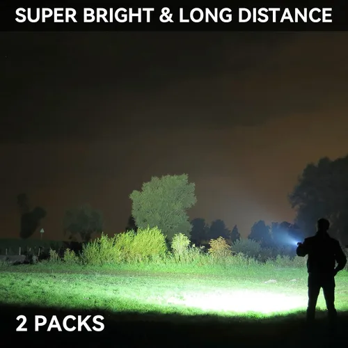 Vista 2 de Linternas Recargables de 90,000 Lúmenes Altos, Paquete de 2 Linternas LED Súper Brillantes con 5 Modos, Linterna de Alta Potencia para el Hogar
