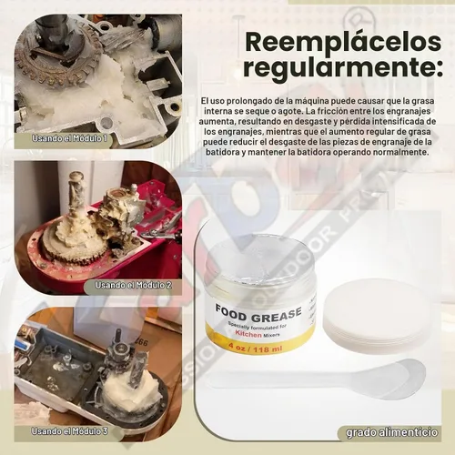 Vista 3 de Grasa de grado alimenticio de 4 onzas para batidora de pie Kitchen Aid, ampliamente utilizada en la mayoría de batidoras de cocina, lubricante