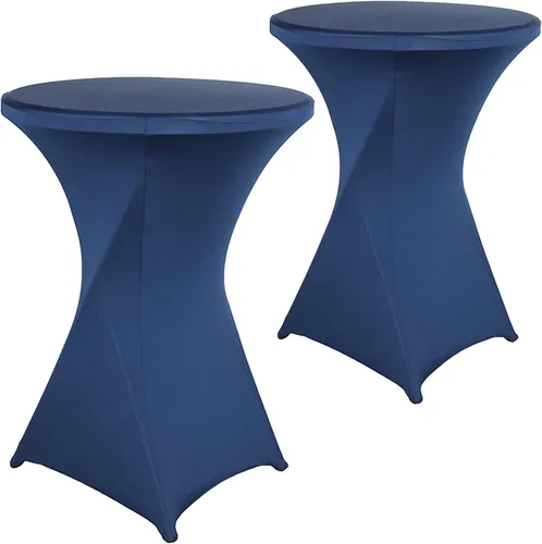Vista 9 de Paquete de 2 Fundas para Mesa de Cóctel de Spandex Champán de 32x43 Pulgadas, Mantel de Cóctel Redondo Elástico, Funda de Mesa Highboy Ajustada