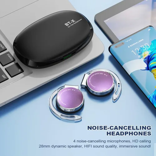 Vista 7 de Auriculares inalámbricos con ganchos para las orejas con clip Bluetooth 5.3 en la oreja, auriculares inalámbricos de oreja abierta, auriculares