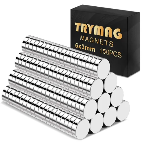 Vista 14 de TRYMAG 200 piezas de imanes pequeños de neodimio de 6 x 2 mm, imanes de tierras raras para pizarra, pequeños discos redondos para nevera