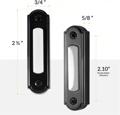 Vista 2 de Newhouse Hardware Botón de timbre de puerta de metal con iluminación LED (negro) Botón de timbre de puerta iluminado de montaje en superficie