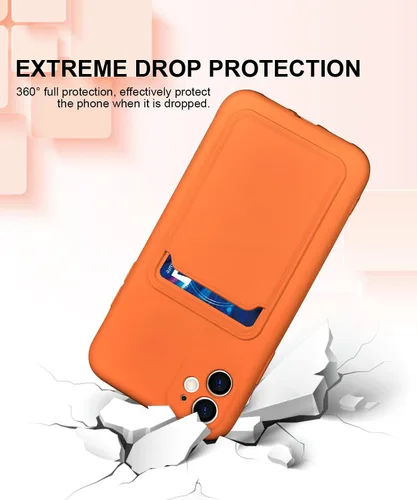 Vista 6 de Funda de silicona compatible con iPhone 11 de 6.1 pulgadas, funda protectora que absorbe los golpes con soporte para tarjetas, funda delgada suave