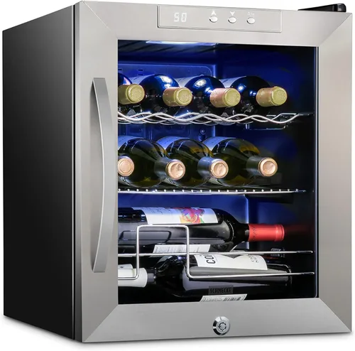 Vista 20 de Schmecke - Refrigerador de vino con compresor de 34 botellas con cerradura Gran bodega independiente Refrigerador de vino digital 41f-64f