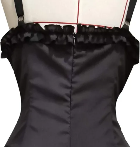 Vista 4 de Black Gothic Dress for Women, Gothic Dress for Women Steampunk Strappy Layers Dress Skirt Lace Long Dress