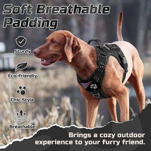 Vista 6 de rabbitgoo Arnés táctico para perros pequeños, chaleco de servicio militar sin tirones con asa y Molle, de fácil control para entrenar y caminar