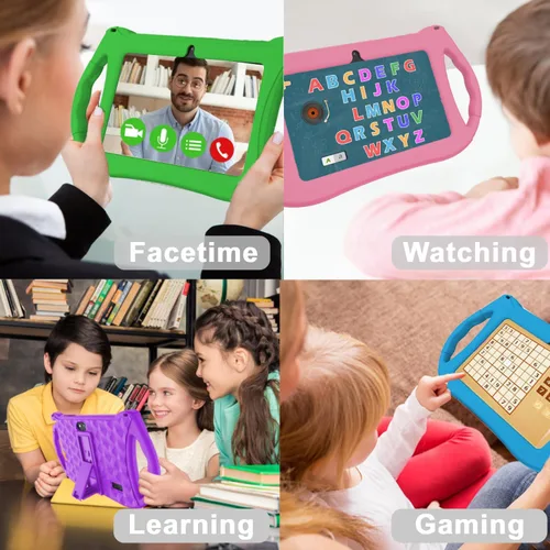 Vista 7 de Tableta para niños, tableta Android 12 de 7 pulgadas para niños, 3 GB de RAM, 32 GB de ROM con Bluetooth, WiFi, GMS, control parental, cámara dual
