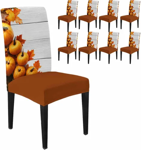 Vista 59 de Savannan - Juego de 4 fundas para sillas de árbol de Navidad, bolas de copos de nieve de color rojo invierno, fundas elásticas para sillas Parsons