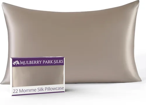 Vista 11 de Mulberry Park - Funda de almohada 100% seda, 22 mommes, seda de morera grado 6A, cierre de sobre profundo, color negro/estándar (20 x 26 pulgadas)