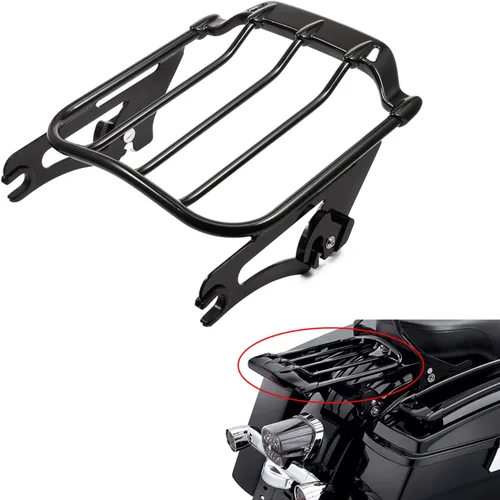 Vista 8 de PBYMT Soporte desmontable para equipaje de dos pisos con ala de aire compatible para Harley Touring Street Glide Road King Electra Glide 2009-2024