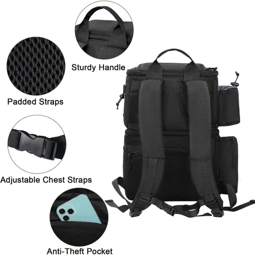Vista 7 de MATEIN Mochila para Pesca, Bolsa de Equipo de Pesca Resistente al Agua con Soportes para Caña de Pescar y Enfriador, Regalos de Equipo para Hombres