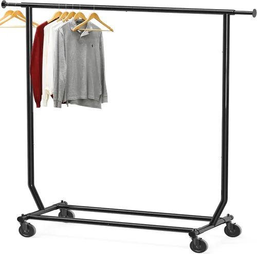 Vista 8 de Simple Houseware - Perchero de ropa resistente, sostiene hasta 150 lbs, varilla extensible de 42 a 67 pulgadas, negro