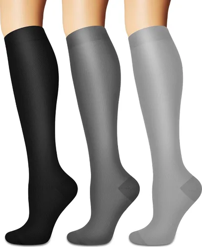 Vista 14 de Calcetines de compresión para mujeres y hombres circulación (3 pares) son el mejor apoyo para correr, atletismo, ciclismo, senderismo