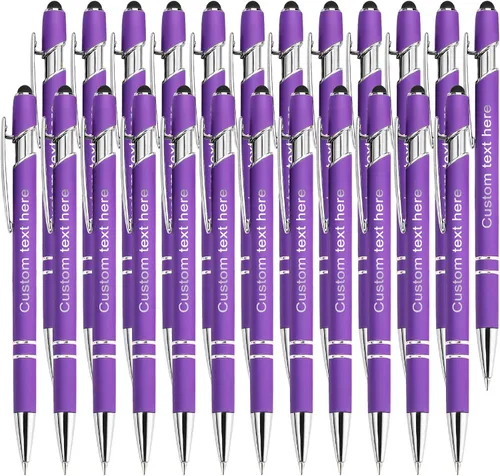 Vista 16 de Bolígrafos personalizados a granel con punta de lápiz capacitivo, bolígrafos personalizados de 0.020 in con nombre, logotipo o mensaje grabado