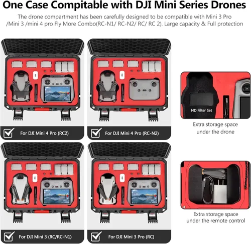 Vista 3 de STARTRC Mini 4 Pro Funda de Transporte Dura Impermeable para DJI Mini 3 Pro/3 Accesorios, Estuche de Viaje para Fly More Combo