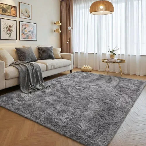 Vista 20 de junovo Alfombra de área lavable y antideslizante, alfombras de área pequeñas y esponjosas, alfombra peluda para sala de estar, alfombra suave