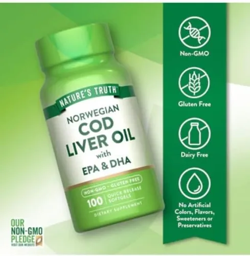 Vista 5 de Nature's Truth Suplemento dietético de aceite de hígado de bacalao noruego - 100 cápsulas blandas