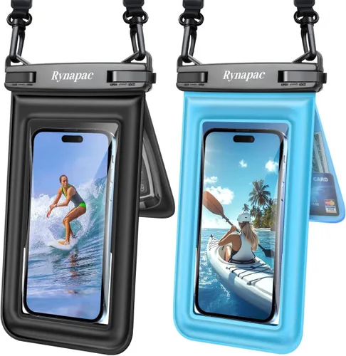 Vista 13 de [Hasta 8.5 pulgadas] Bolsa impermeable para teléfono flotante, doble bolsa impermeable con cordón para iPhone 16 15 Pro Max, Galaxy S25 S24 Ultra