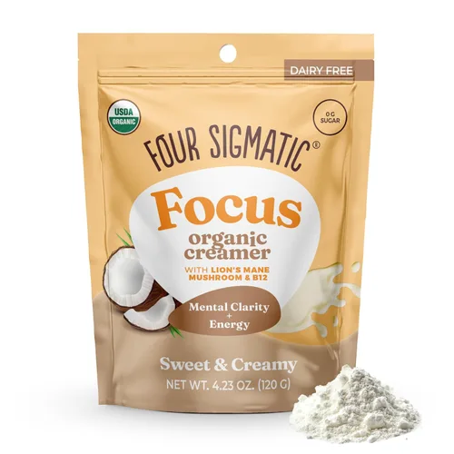 Vista 8 de Four Sigmatic Focus Chocolate Coffee Creamer Crema de café sin lácteos orgánica con Lion’s Mane y Vitamina B12 Chocolate, 4.23 oz