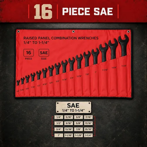 Vista 6 de ABN Juego de llaves estándar – Juego de llaves combinadas SAE de 1/4 a 1-1/4 pulgadas con bolsa enrollable