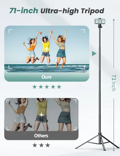 Vista 2 de Trípode extensible de aluminio para teléfono, soporte portátil para grabación de video, trípode de viaje para iPhone/teléfono celular/cámara de luz