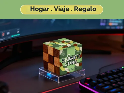 Vista 7 de BSIRI Juego clásico de rompecabezas de serpiente (tamaño M) – Rompecabezas 3D para adultos en mano con diseños de cubo de madera de magia