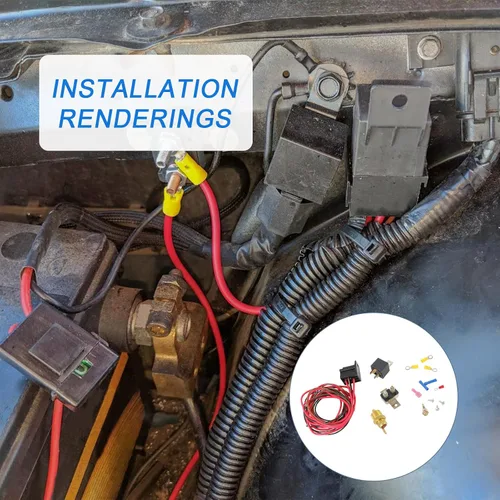 Vista 6 de Kit de termostato de ventilador de enfriamiento eléctrico de 175-185 grados, sensor de temperatura, 40, 50, 60 amperios, relé de temperatura