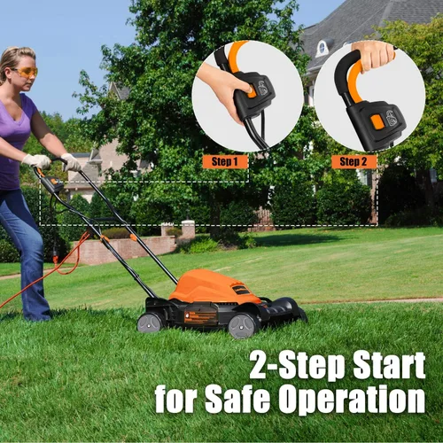 Vista 4 de LawnMaster ME1218X - Cortacésped eléctrico de 12 amperios, 19 pulgadas