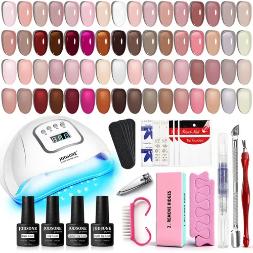 Vista 13 de JODSONE Juego de 23 esmaltes de uñas de gel con base, capa superior brillante y mate, multicolor, de larga duración, adecuado para todas