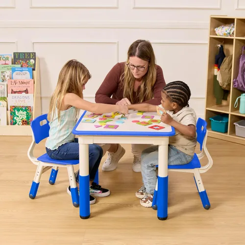 Vista 2 de ECR4Kids Silla ajustable para aula, asientos flexibles, color azul, paquete de 2
