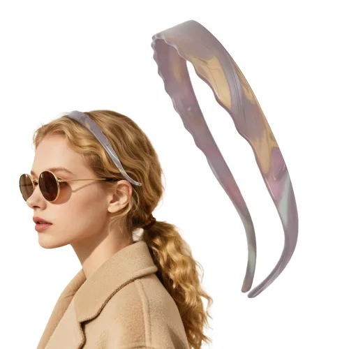 Vista 14 de Diademas de acetato para mujer - Diademas delgadas antideslizantes con dientes, diseño amigable con gafas, accesorios para el cabello estilo 90s