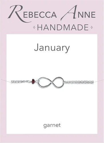 Vista 114 de Pulsera con dije de infinito con piedra natal, joyería hecha a mano, regalo para ella