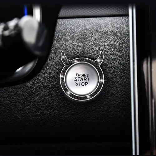 Vista 5 de WINKA Bling Cubierta del Botón de Arranque del Motor del Coche Universal Push Start Stop Trim Anillo de Encendido Tapa Decoraciones 2 piezas