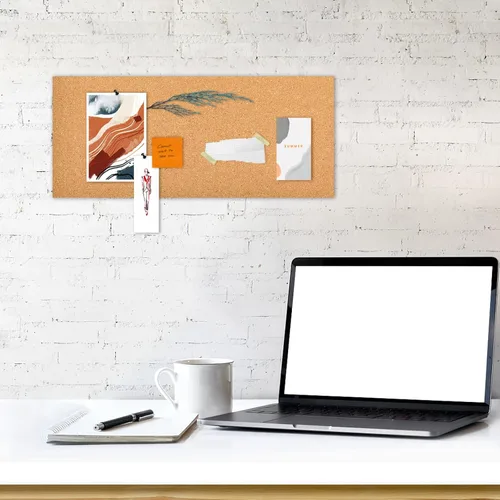 Vista 4 de Azulejos de Tablero de Corcho 17x8, Tablero de Anuncios, Tableros de Corcho Autoadhesivos de 1/2 Pulgada de Grosor para Paredes, Azulejos de Corcho