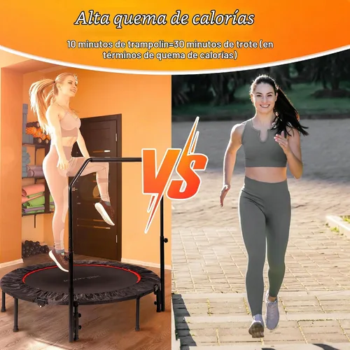 Vista 6 de Foldable Mini Trampoline Load 330lbs, 40"/48" Rebounder Trampoline for Adults with Durable Bungee Band and Adjustable Foam Handle for Home Gym