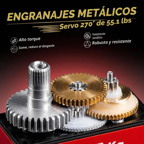 Vista 3 de Miuzei 55.1 lbs Servo Motor Alto Par Metal Gear para 1/10 1/8 RC Car 1 Pack